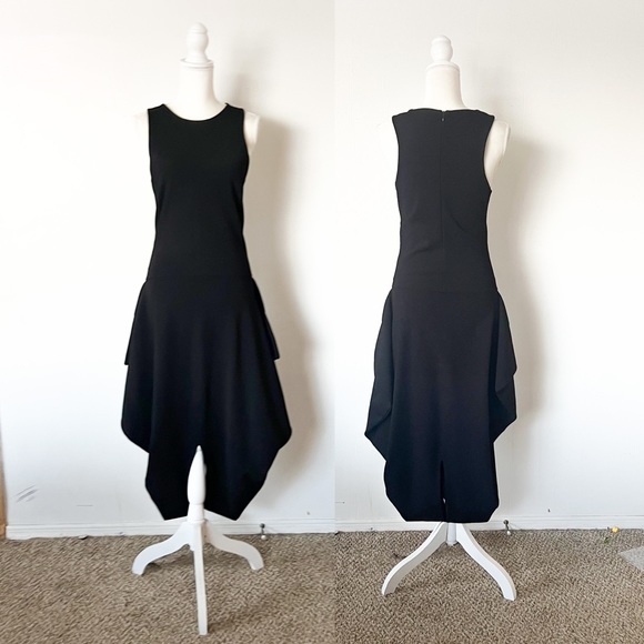 Stella McCartney Black Asymmetrical Handkerchief Hem Sleeveless Midi Dress 12 - Picture 3 of 12